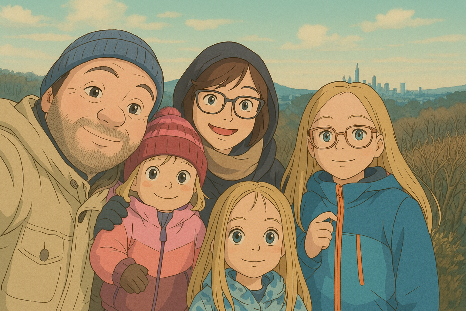Familienfoto Ghibli-Stil